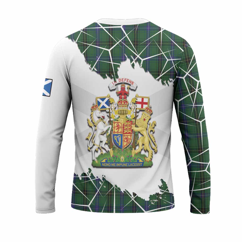 Henderson Tartan Long Sleeve T-Shirt with Family Crest and Lion Rampant Grunge Style