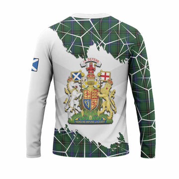 Henderson Tartan Long Sleeve T-Shirt with Family Crest and Lion Rampant Grunge Style