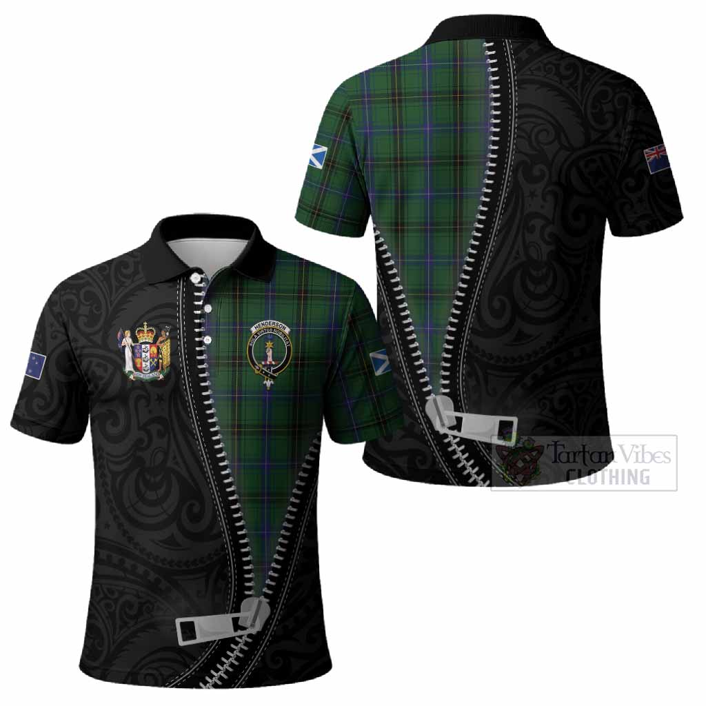 Henderson Tartan Polo Shirt New Zealand Pattern Unique Zipper Stylized