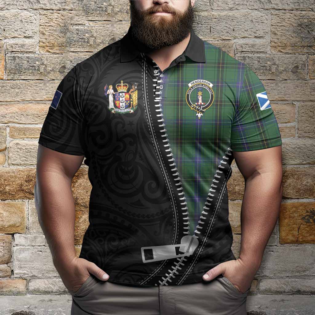 Henderson Tartan Polo Shirt New Zealand Pattern Unique Zipper Stylized