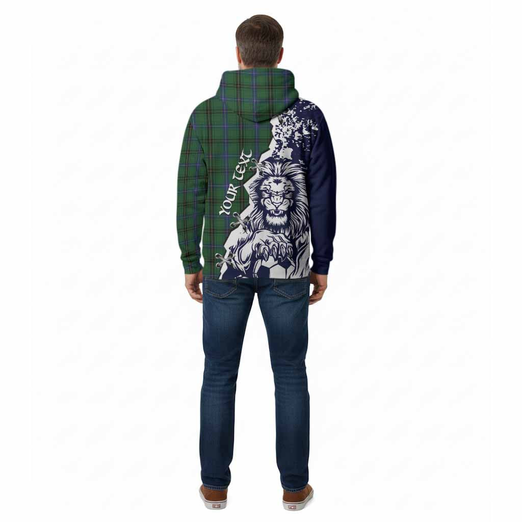 Henderson Tartan Scottish Cotton Hoodie Angry Lion With Soccer Ball Style