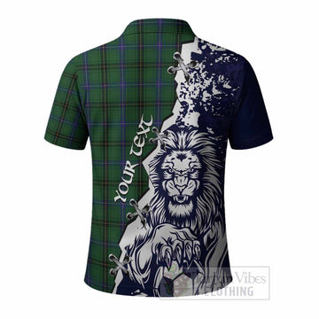 Henderson Tartan Scottish Polo Shirt Angry Lion With Soccer Ball Style