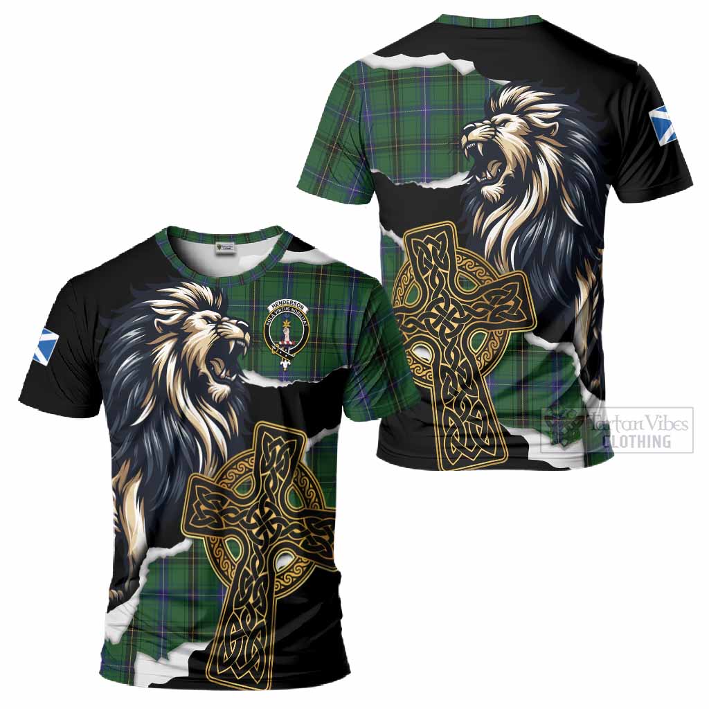 Henderson Tartan Scottish T-Shirt Lion Celtic Heritage