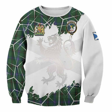 Henderson Tartan Sweatshirt with Family Crest and Lion Rampant Grunge Style