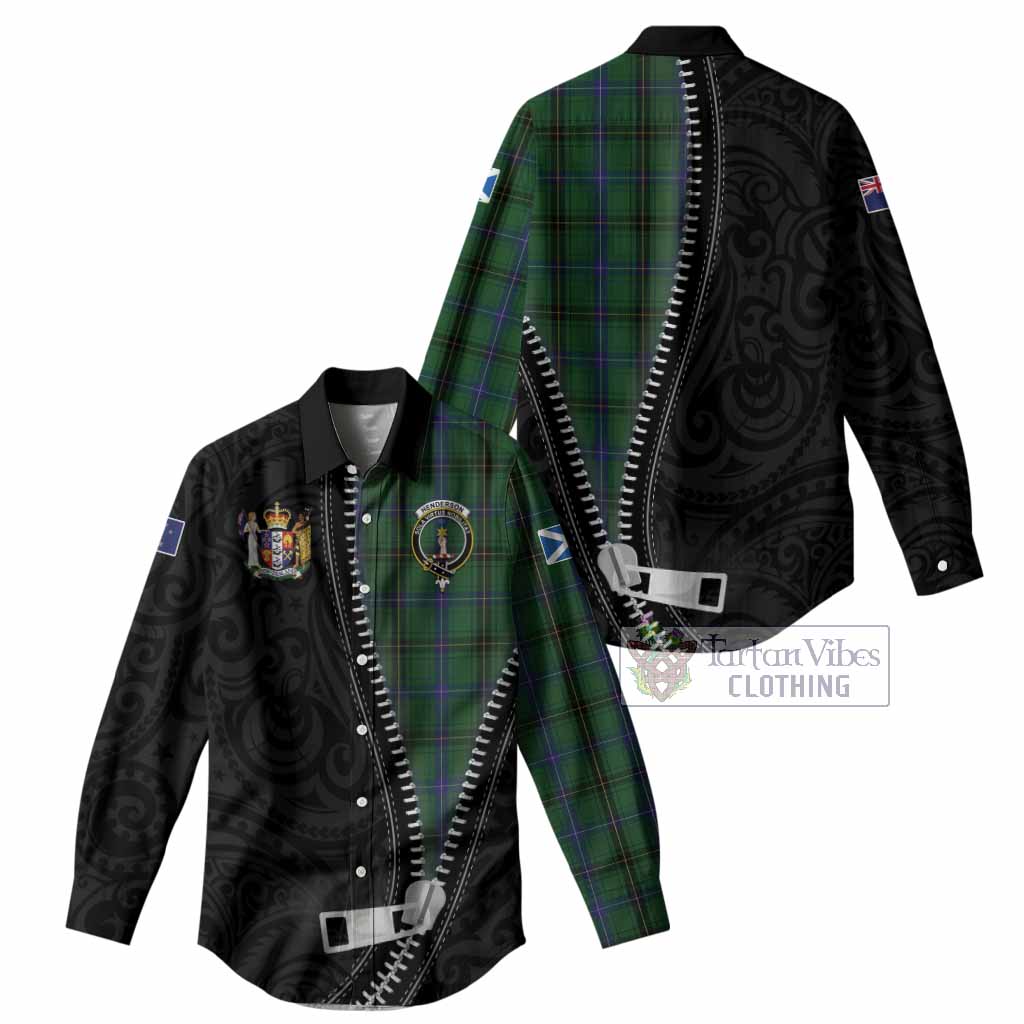 Henderson Tartan Women Casual Shirt New Zealand Pattern Unique Zipper Stylized