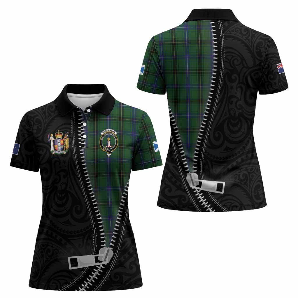 Henderson Tartan Women Polo Shirt New Zealand Pattern Unique Zipper Stylized