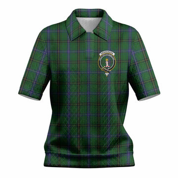 Henderson Tartan Women’s Polo Sweater Top with Family Crest