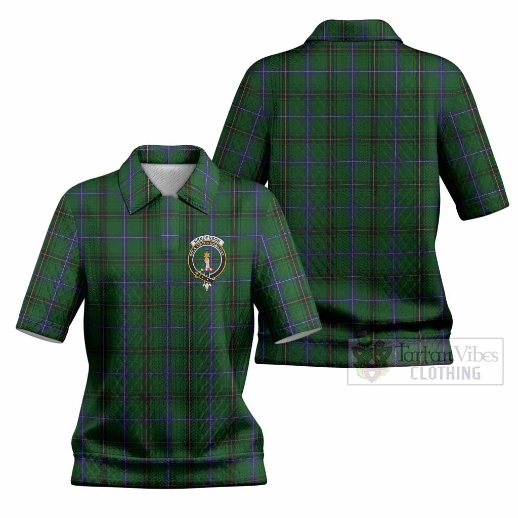 Henderson Tartan Women’s Polo Sweater Top with Family Crest