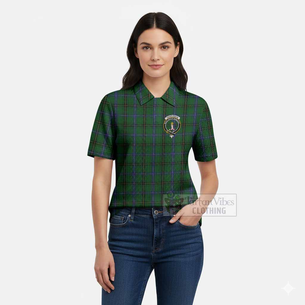 Henderson Tartan Women’s Polo Sweater Top with Family Crest