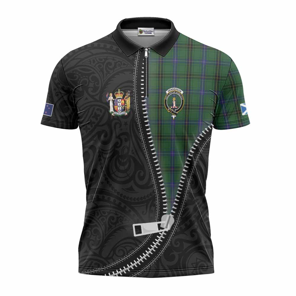 Henderson Tartan Zipper Polo Shirt New Zealand Pattern Unique Zipper Stylized