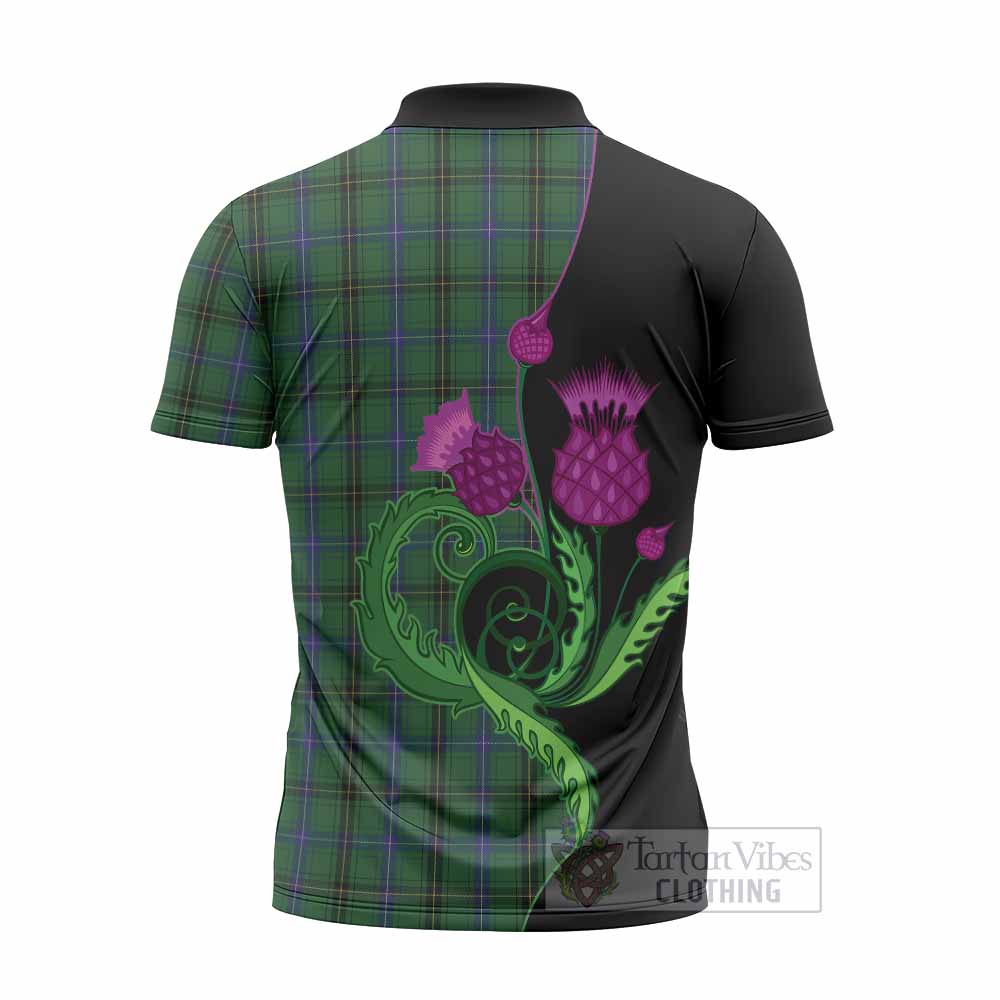 Henderson Tartan Zipper Polo Shirt Traditional Scottish Thistle