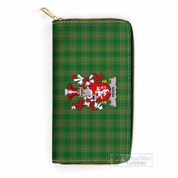 Tartan Vibes Clothing Henn Irish Clan Tartan Women's Leather Wallet with Coat of Arms