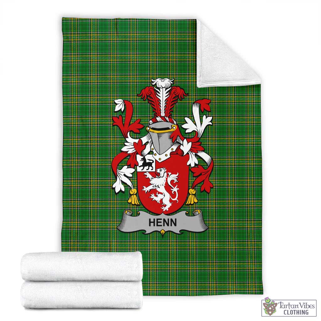Henn Irish Clan Tartan Blanket with Coat of Arms X-Large 59 x 79 inches 150 x 200 cm - Tartan Vibes Clothing