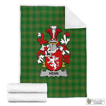 Henn Irish Clan Tartan Blanket with Coat of Arms X-Large 59 x 79 inches 150 x 200 cm - Tartan Vibes Clothing