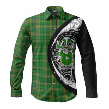 Tartan Vibes Clothing Hennessy Irish Clan Long Sleeve Button Shirt Celtic Circle Style