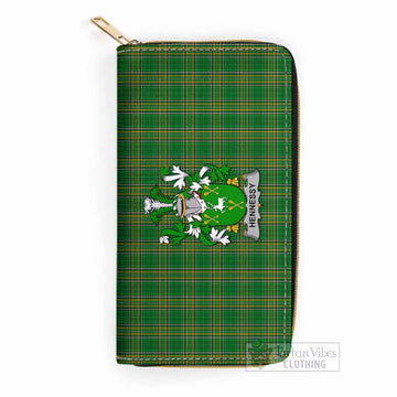 Hennessy Irish Clan Tartan Women's Leather Wallet with Coat of Arms