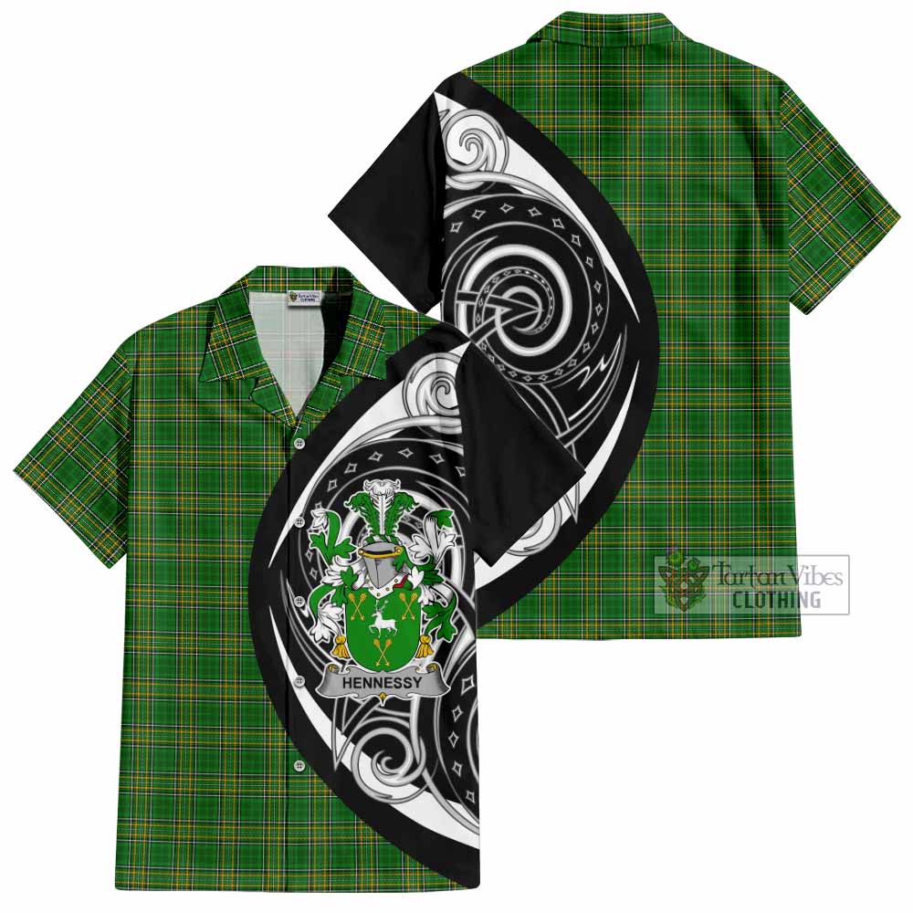 Tartan Vibes Clothing Hennessy Irish Clan Short Sleeve Button Shirt Celtic Circle Style