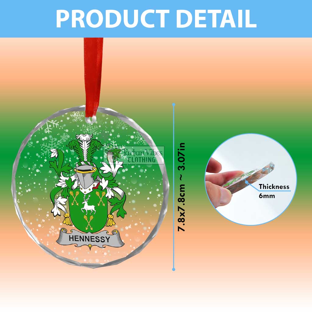Hennessy Irish Clan Christmas Glass Ornament with Coat of Arms - 2D-tartanvibesclothing