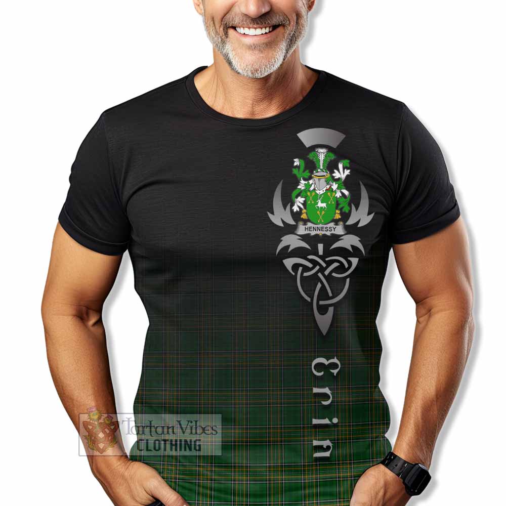 Tartan Vibes Clothing Hennessy Irish Clan T-Shirt with Coat of Arms Erin Go Bragh Celtic Inspired