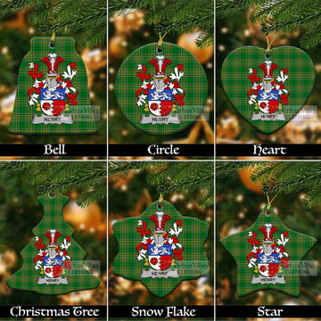 Henry Irish Clan Tartan Christmas Ceramic Ornament with Coat of Arms