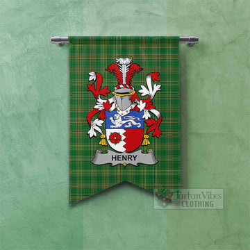 Henry Irish Clan Tartan Gonfalon, Tartan Banner with Coat of Arms