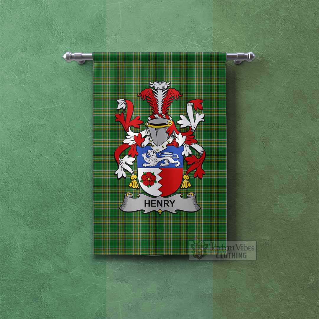 Tartan Vibes Clothing Henry Irish Clan Tartan Gonfalon, Tartan Banner with Coat of Arms