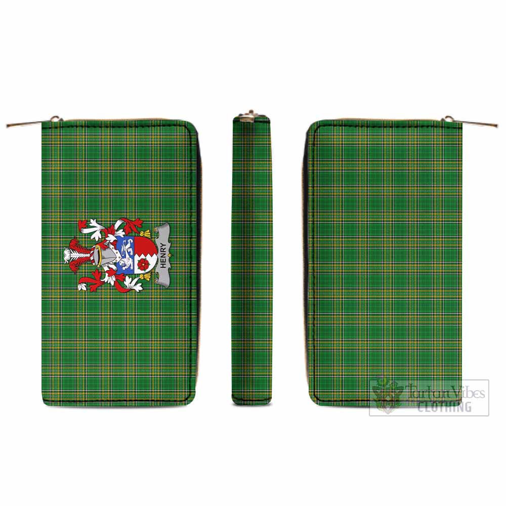 Tartan Vibes Clothing Henry Irish Clan Tartan Women's Leather Wallet with Coat of Arms