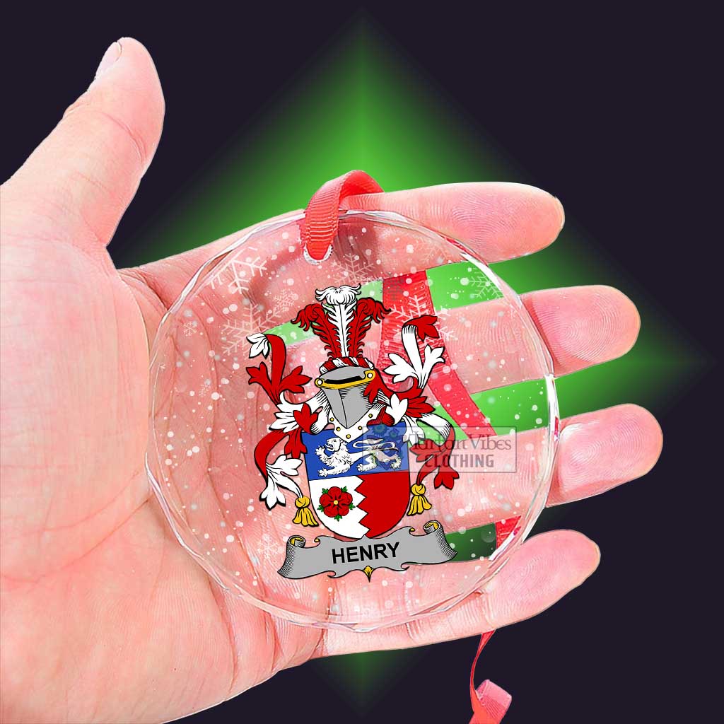 Tartan Vibes Clothing Henry Irish Clan Christmas Glass Ornament with Coat of Arms