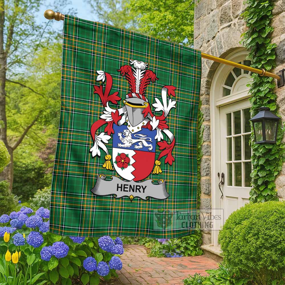 Henry Irish Clan Tartan Flag with Coat of Arms