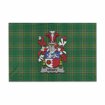 Henry Irish Clan Tartan House Flag with Coat of Arms