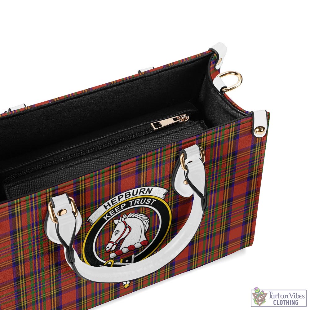 Tartan Vibes Clothing Hepburn Tartan Luxury Leather Handbags with Family Crest