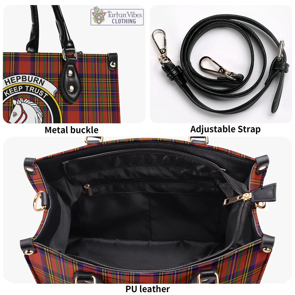 Tartan Vibes Clothing Hepburn Tartan Luxury Leather Handbags with Family Crest