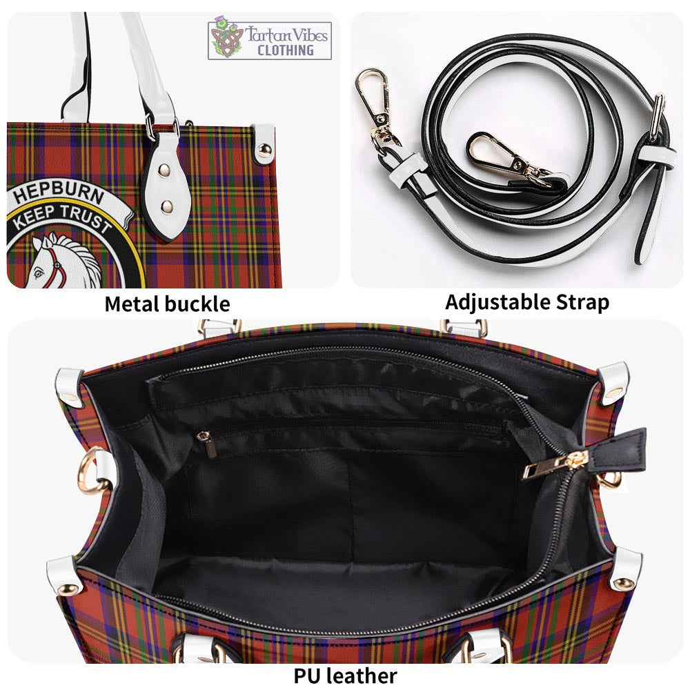 Tartan Vibes Clothing Hepburn Tartan Luxury Leather Handbags with Family Crest