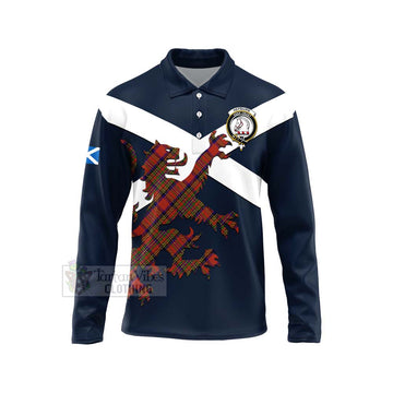 Hepburn Tartan Lion Rampant Long Sleeve Polo Shirt Proudly Display Your Heritage with Alba Gu Brath and Clan Name