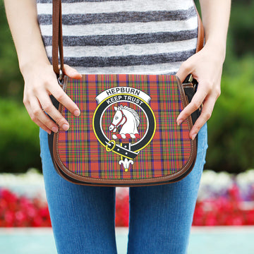 Hepburn Tartan Saddle Bag with Family Crest