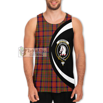 Hepburn Tartan Men's Tank Top with Family Crest Circle Style
