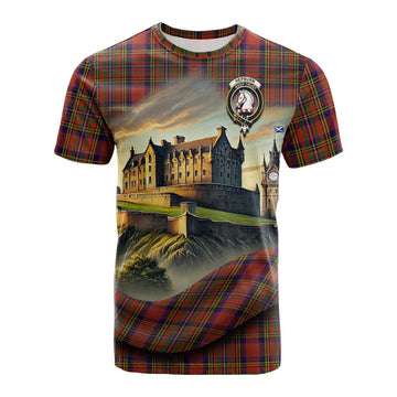 Tartan Vibes Clothing Hepburn Tartan Family Crest Cotton T-shirt with Scottish Ancient Castle Style