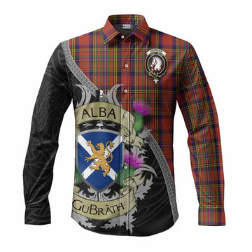 Hepburn Tartan Family Crest Long Sleeve Button Shirt Lion Rampant Royal Thistle Shield Celtic Inspired