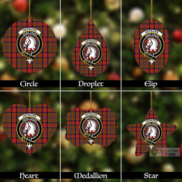 Hepburn Tartan Christmas Aluminium Ornament with Family Crest