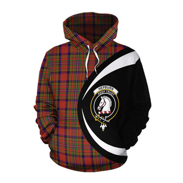 Tartan Vibes Clothing Hepburn Tartan Cotton Hoodie with Family Crest Circle Style