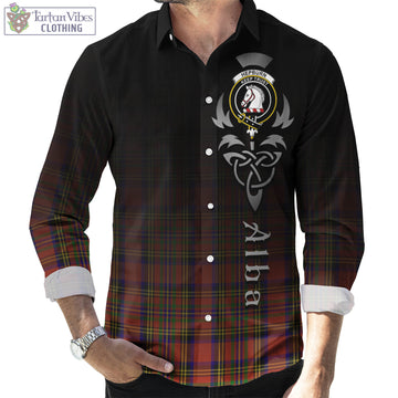 Hepburn Tartan Long Sleeve Button Up Featuring Alba Gu Brath Family Crest Celtic Inspired