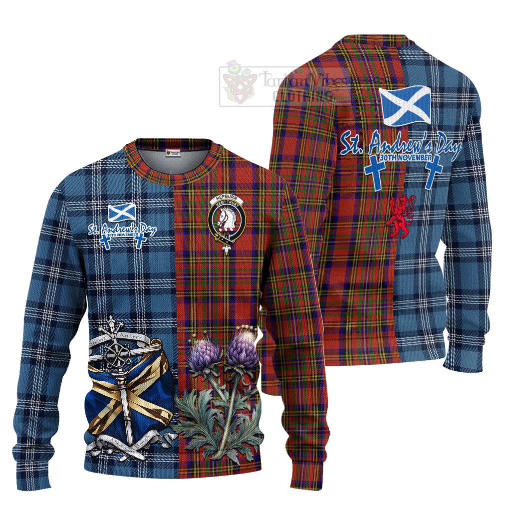 Tartan Vibes Clothing Hepburn Tartan Knitted Sweater Happy St. Andrew's Day Half Tartan Style