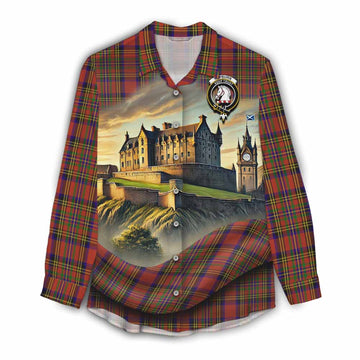 Tartan Vibes Clothing Hepburn Tartan Family Crest Women's Casual Shirt with Scottish Ancient Castle Style