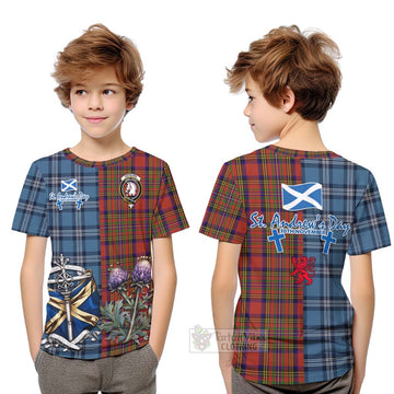 Tartan Vibes Clothing Hepburn Tartan Kid T-Shirt Happy St. Andrew's Day Half Tartan Style