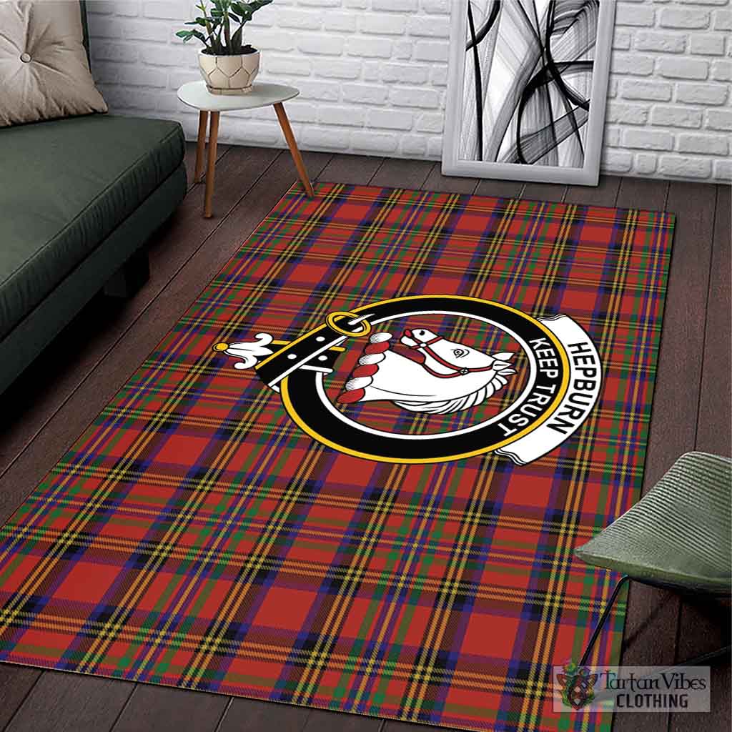 Tartan Vibes Clothing Hepburn Tartan Area Rug with Family Crest