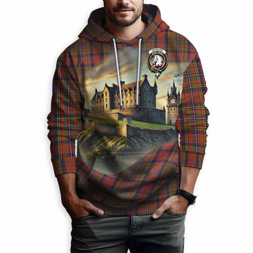 Tartan Vibes Clothing Hepburn Tartan Family Crest Hoodie with Scottish Ancient Castle Style