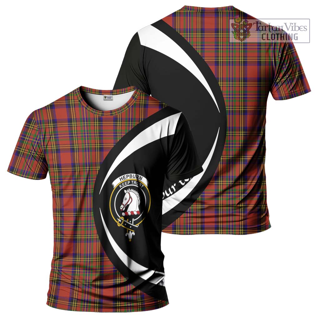 Tartan Vibes Clothing Hepburn Tartan T-Shirt with Family Crest Circle Style