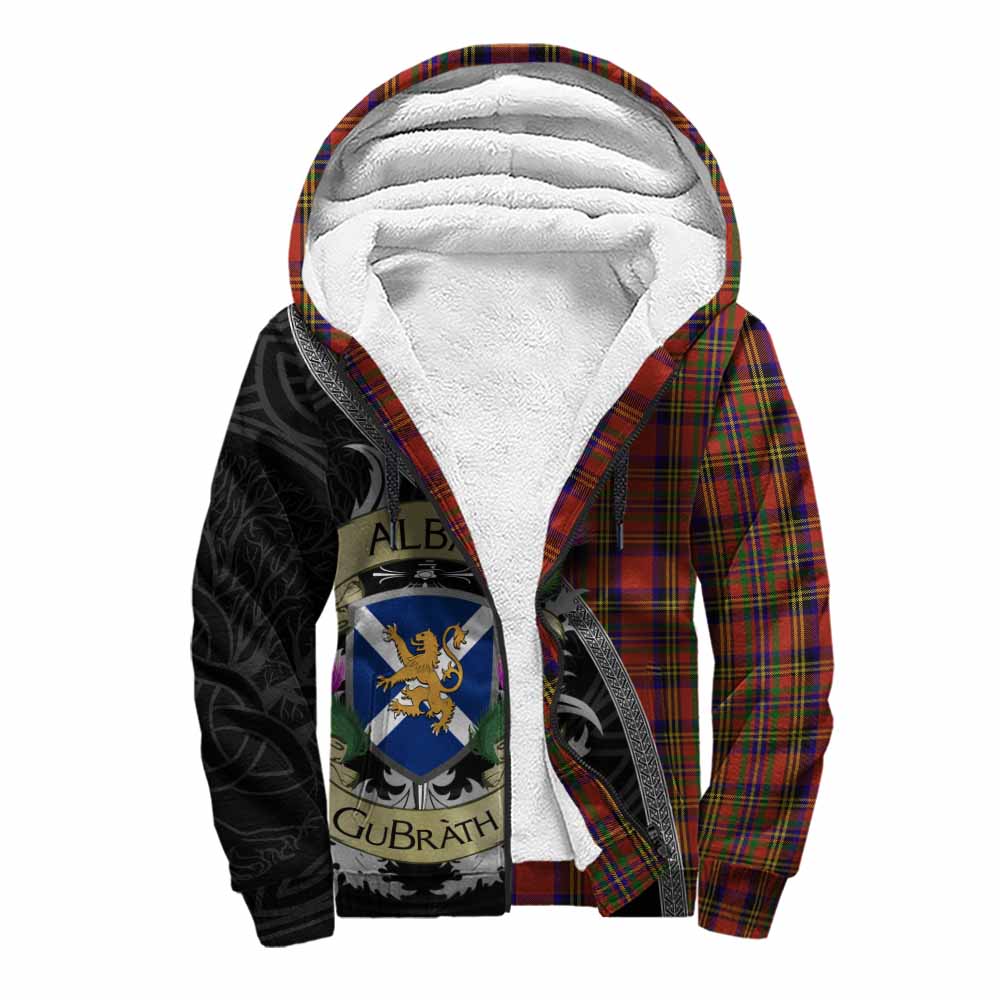 Tartan Vibes Clothing Hepburn Tartan Family Crest Sherpa Hoodie Lion Rampant Royal Thistle Shield Celtic Inspired