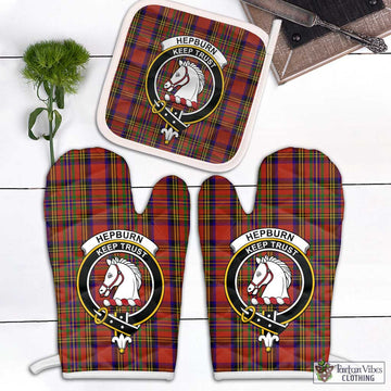 Hepburn Tartan Combo Oven Mitt & Pot-Holder with Family Crest Combo 1 Oven Mitt & 1 Pot-Holder White - Tartan Vibes Clothing