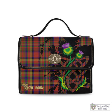 Hepburn Tartan Waterproof Canvas Bag with Scotland Map and Thistle Celtic Accents